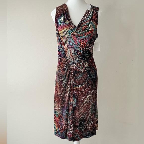Trina Turk Dresses & Skirts - Trina Turk NWT Multicolor Cowl Neck Dress – Size 10 Sleeveless Knee Length